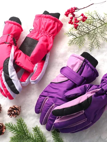 Vista 7 de Newcotte 2 pares de guantes de nieve de invierno para niños, guantes de esquí cálidos, guantes de esquí para niños, snowboard y nieve, guantes