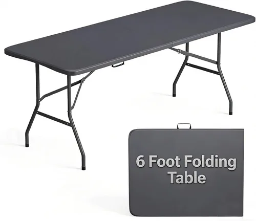 Vista 19 de Mesa Plegable de 4 Pies de Altura Ajustable con Asa Incorporada, Mesa Plegable Portátil de Servicio Pesado de 4 Pies con Patas de Acero
