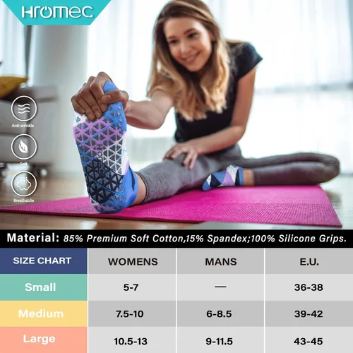 Vista 2 de Calcetines de yoga antideslizantes con agarres para pilates, ballet, barras, descalzos, calcetines antideslizantes para hospitales para mujeres