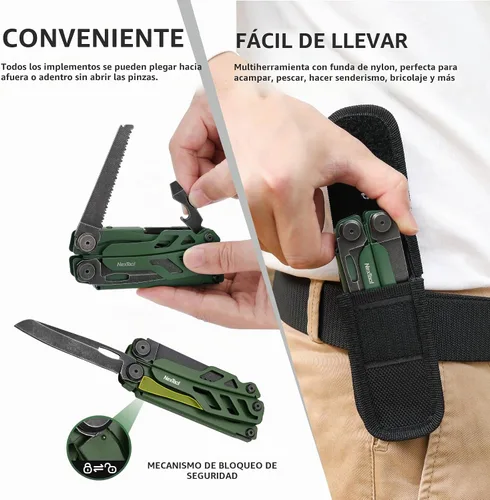 Vista 5 de NexTool Flagship Pro - Alicates multiherramienta con tijeras de tamaño Verde