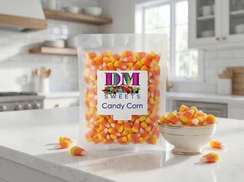 Vista 5 de Dulces de maíz de 1 libra Tradicional Tricolor Naranja Amarillo Blanco Halloween Treats