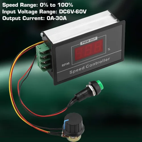 Vista 6 de 6-60V 30A PWM DC Motor Controlador de velocidad Regulador digital Pantalla de interruptor de velocidad variable Control LED Placa de circuito