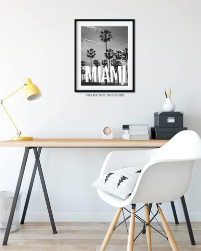 Vista 8 de Arte de pared en blanco y negro de Miami - Decoración de habitación FloridaRoom - Destino de viaje Decoración del hogar - Gran recuerdo