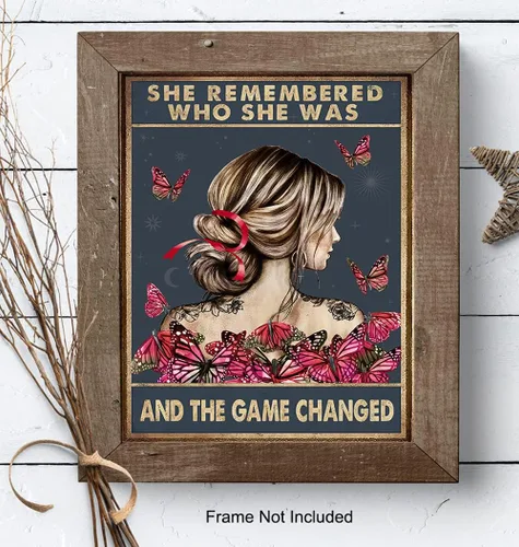 Vista 8 de Ella recordó quién era y el juego cambió – Regalos de aliento edificantes para mujeres – Decoración de pared con citas positivas inspiradoras – Arte