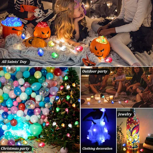Vista 5 de 50 mini luces LED, globos de luz LED para decoraciones de fiesta, luces de fiesta de neón para linterna de papel, huevos de Pascua, fiesta de Rojo