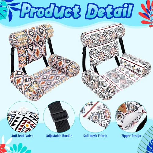 Vista 3 de Threehoney Paquete de 2 flotadores grandes para sillas de piscina para adultos, silla inflable de verano, silla flotante de agua, hamaca flotante