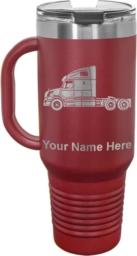 Vista 16 de LaserGram Taza de café aislada al vacío de 15 onzas, cabina de camión, grabado personalizado incluido (negro)