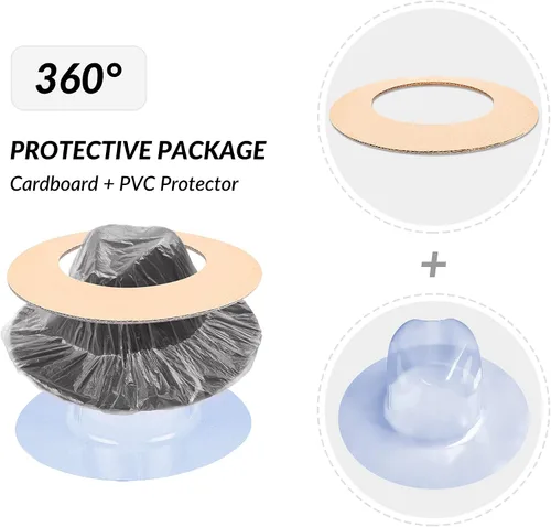 Vista 4 de jingsha Sombreros Fedora para hombres y mujeres de ala ancha Fedora de fieltro de Panamá, sombreros de vestir para hombre con hebilla de cinturón