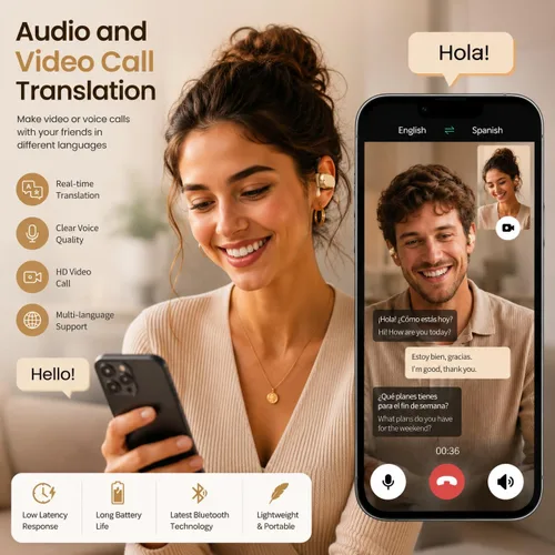 Vista 4 de Auriculares de traducción AI en tiempo real 144 idiomas 0.3s Tiempo