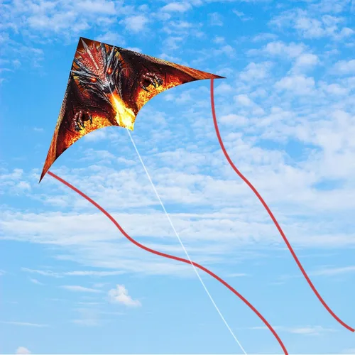 Vista 2 de JEKOSEN Dragon Kite - Cometas Delta grandes para niños y adultos Principiantes, cuerda de una sola línea fácil de volar para viajes a la playa