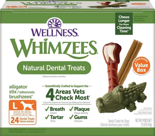 Vista 15 de WHIMZEES Wellness Value Box - Golosinas dentales para perros, masticables naturales, tamaño pequeño, (89 unidades)