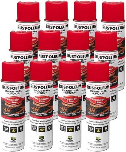 Vista 16 de Rust-Oleum 203035-12PK Pintura en aerosol invertida industrial a base de agua, 17 onzas, naranja alerta APWA, paquete de 12 unidades APWA Alerta