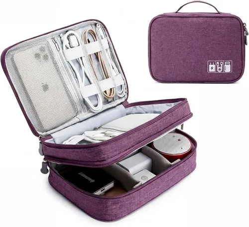 Vista 17 de Lanola Organizador Electrónico, Bolsa Organizadora de Cables de Viaje Funda para Accesorios Electrónicos Estuche de Transporte Bolsa de 2-negro
