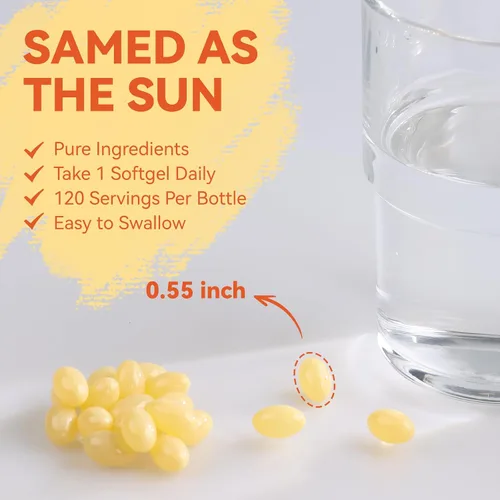 Vista 5 de Cápsulas blandas de suplemento de vitamina D3 K2, vitamina D3 5000 UI y vitamina K2 MK7 200 mcg, soporte para huesos y dientes, fácil de tragar, 120