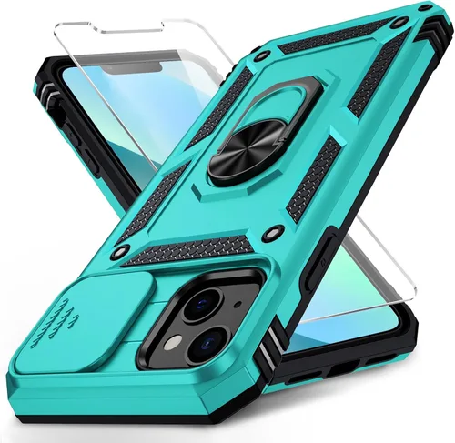 Vista 13 de Funda para iPhone 13 Mini con cubierta para lente de cámara, protector de pantalla HD, protección contra caídas de grado militar de 10 pies, soporte