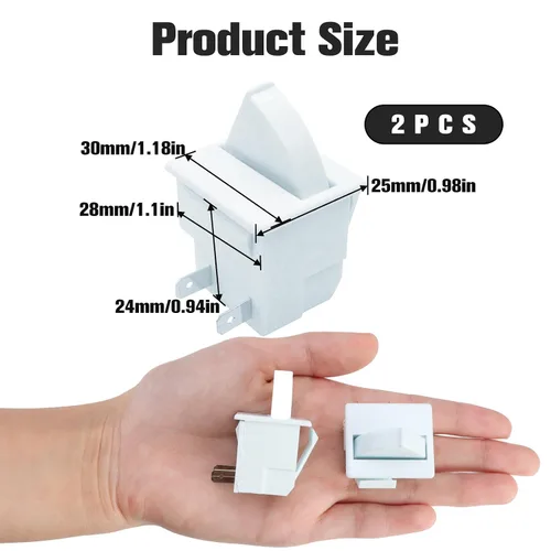 Vista 5 de Interruptor de luz de repuesto para puerta de refrigerador, control momentáneo de 2 pines compatible con GE, Whirlpool, Maytag, KitchenAid y más