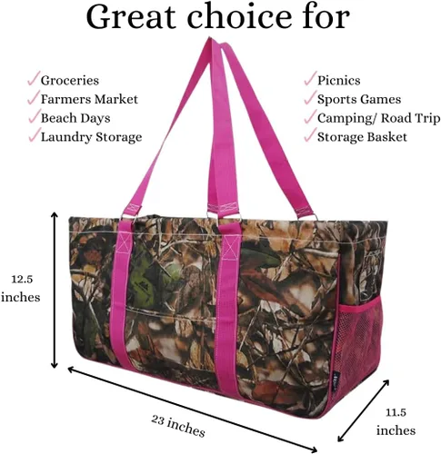 Vista 57 de NGIL Bolsa de comestibles reutilizable extra grande plegable de gran tamaño para comestibles, almacenamiento, picnic, playa, Estampado