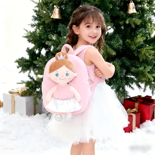 Vista 2 de Gloveleya Mochila para niños pequeños con muñeca de trapo, regalos para bebé, niña ángel rosa