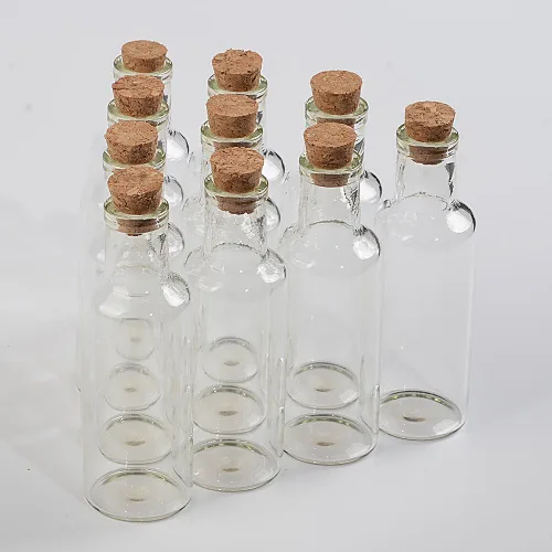 Vista 4 de 50 botellas de cristal transparente de 1.2 fl oz con botellas de corcho para frascos de boda, decoración de regalos, tarros de bricolaje