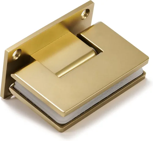 Vista 4 de Ranbo - Bisagra para puerta de cristal de ducha de 90 grados, color dorado, 1 paquete solid 5mm-thick 304 stainless steel, wall to glass mount