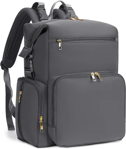 Vista 10 de CEI-CEI Mochila de neopreno para pañales con bolsillos aislados, bolsas grandes de maternidad para bebés recién nacidos, bolsa de viaje con Verde