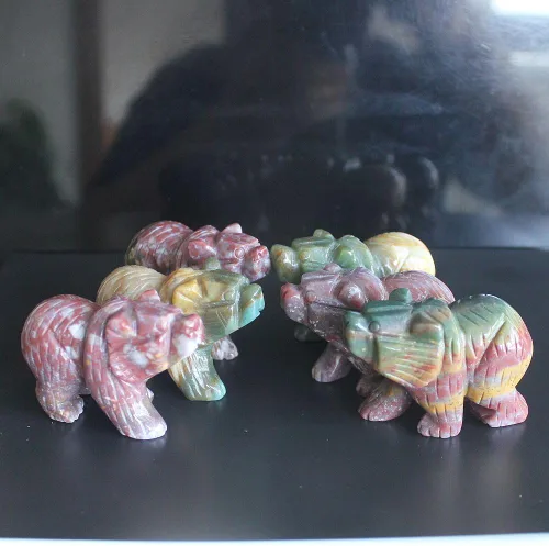 Vista 7 de HLbshi - Figura de oso de cristal tallada (ágata oceánica)