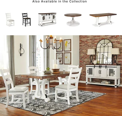Vista 24 de Signature Design by Ashley Valebeck - Servidor de comedor de estilo granja o gabinete de aparador, blanco y marrón