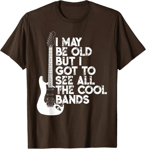 Vista 55 de Camiseta con texto en inglés "I May Be Old But I Got to See All The Cool Bands" Negro