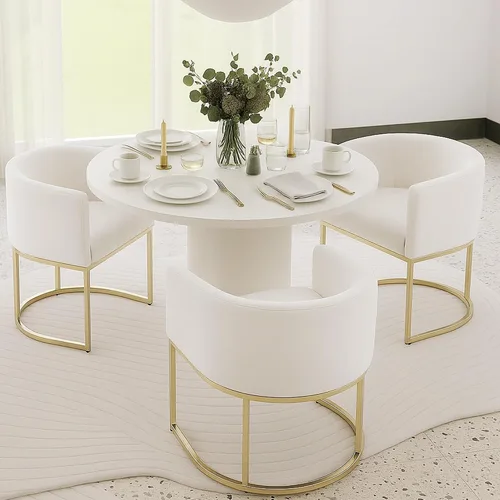 Vista 18 de HNY Silla de comedor moderna de mediados de siglo tapizada en forma de barril, negra, con brazos, silla de cocina y comedor de cuero, silla auxiliar