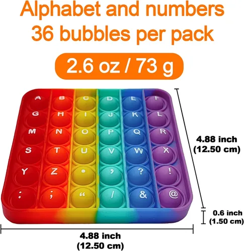 Vista 2 de Juguete Fidget Pop del Alfabeto Letras ABC Números Juguetes de Aprendizaje y Educativos Cuadrados Juguetes Sensoriales Tablero Popper Juegos Regalos