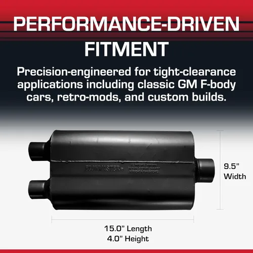 Vista 7 de Flowmaster 42583 Serie 80 silenciador, 2.50 entrada central/2.50 salida dual, sonido agresivo Aggressive Sound, Aluminized Steel, Performance