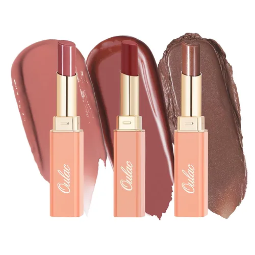 Vista 17 de Oulac Lápiz Labial Rosa Hidratante con Brillo - Lápiz Labial Hidratante Bálsamo Labial Tintado Brillante, Acabado Brillante Transparente Jugoso