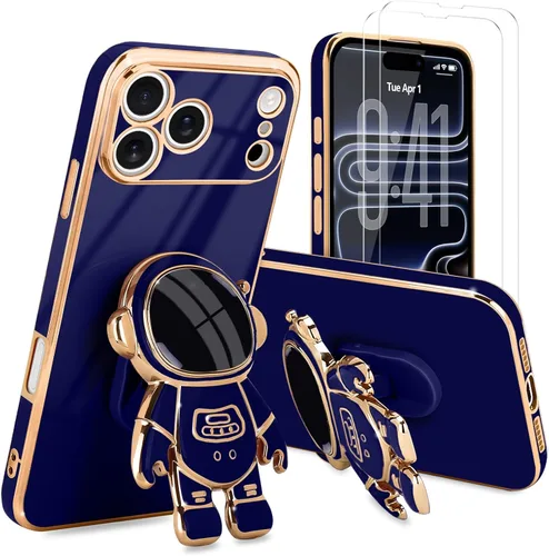 Vista 56 de Pepmune - Funda para iPhone 15 con soporte de astronauta 3D, color negro