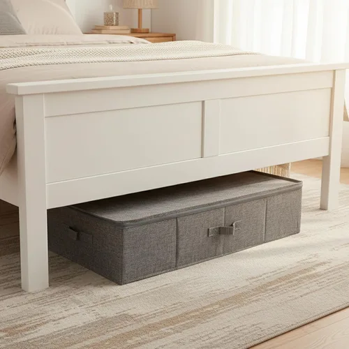 Vista 3 de Paquete de 2 recipientes grandes de almacenamiento debajo de la cama con tapa, organizador de almacenamiento de ropa ultra grueso debajo de la cama