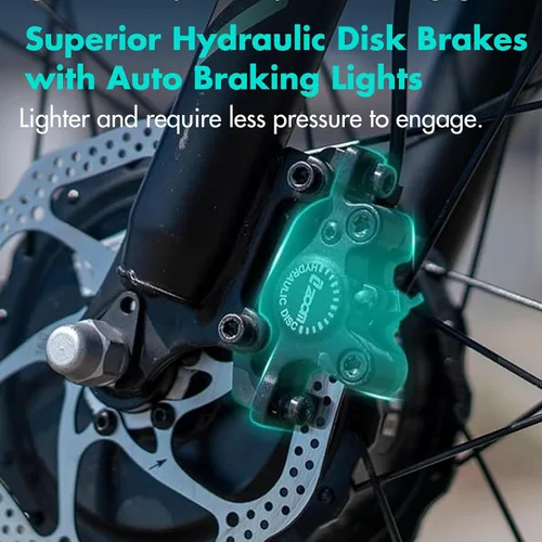 Vista 5 de EMOJO Caddy Pro - Triciclo eléctrico de neumático grueso de 500 W, 20 x 4.0 pulgadas, para adultos, frenos de disco hidráulicos, bicicleta eléctrica