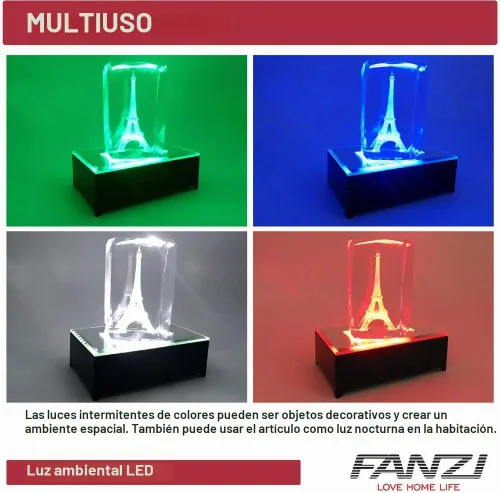 Vista 3 de FANZI Base de exhibición de luz rectangular LED para cristales Soporte de exhibición de luz de arte de cristal Lámpara de adorno de luces LED 3D