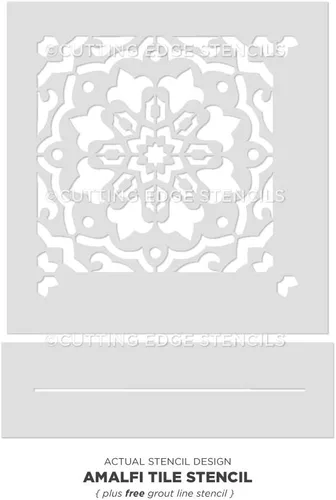Vista 5 de Cutting Edge Stencils Amalfi - Plantilla de azulejos reutilizable para pintar azulejos, hormigón, patios y paredes, decoración del hogar
