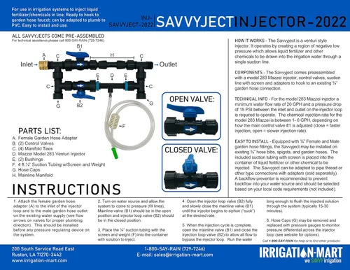 Vista 3 de Savvyject Mazzei Inyector Fertilizante Químico We SAVVY Irrigation