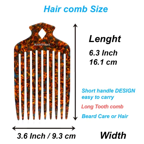 Vista 3 de 15N - Peine de pelo afro profesional para una definición definitiva de rizos, ideal para hombres, mujeres y niños, peine de dientes largos