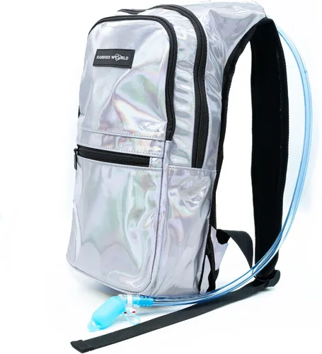 Vista 9 de Kandies World Reflective Festival - Paquete de hidratación – Bolsa de agua de 2 litros para raves, senderismo, ciclismo, correr y más