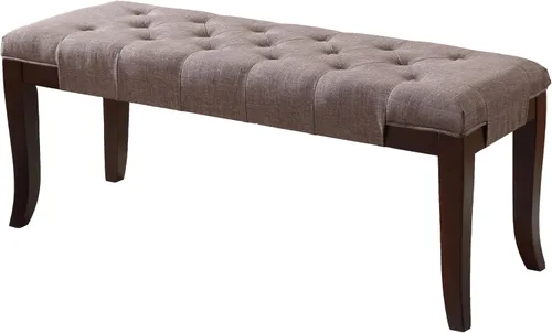 Vista 4 de Roundhill Furniture Linon - Banco de tela copetudo, color marrón