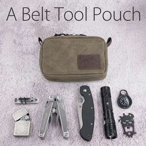 Vista 4 de Bolso Diodrio para Cinturón para Hombres y Mujeres con Cremalleras YKK, Bolso de Cintura para Senderismo, Resistente al Agua, Lona Cera, Oliva