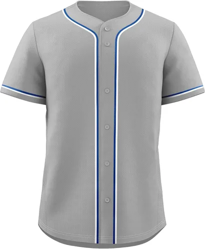 Vista 22 de KXK Camiseta de béisbol en blanco para hombre, camisas casuales con botones, manga corta, uniforme deportivo de equipo activo