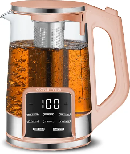Vista 16 de Gourmia Hervidor eléctrico programable de vidrio – 1.7L Control de temperatura para té y café con pantalla táctil digital, 6 ajustes