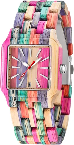 Vista 46 de Dentily Relojes de madera natural para mujer, reloj de cuarzo hecho a mano, reloj de pulsera único deportivo para mujer