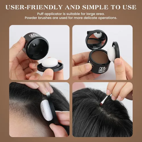Vista 4 de Polvo de sombra de línea de cabello, gris oscuro, polvo de retoque de raíz para cubrir instantáneamente el cabello gris, cobertura de raíces