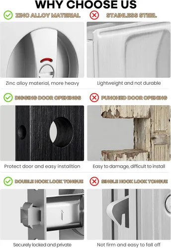 Vista 5 de Lethato Hardware de bolsillo para puerta, cerradura de puerta de bolsillo con indicadores, pestillo de puerta de bolsillo, puerta de bolsillo