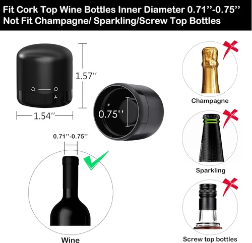 Vista 3 de Hosslearlear Tapones de vino para botellas de vino, corchos reutilizables de silicona, lindos accesorios para vino, juego de 4