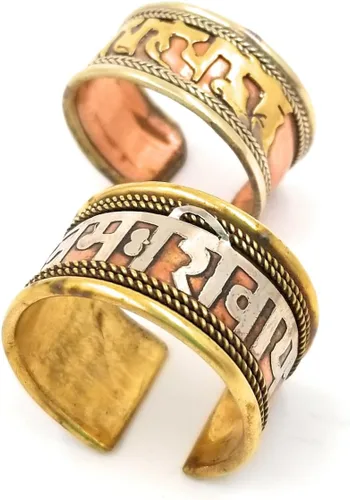 Vista 3 de Juego de 2 anillos de terapia de cobre curativos hechos a mano
