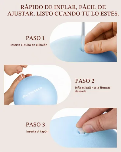 Vista 8 de Trideer Pelota de pilates de 9 pulgadas con pajita de inflado Azul bebé
